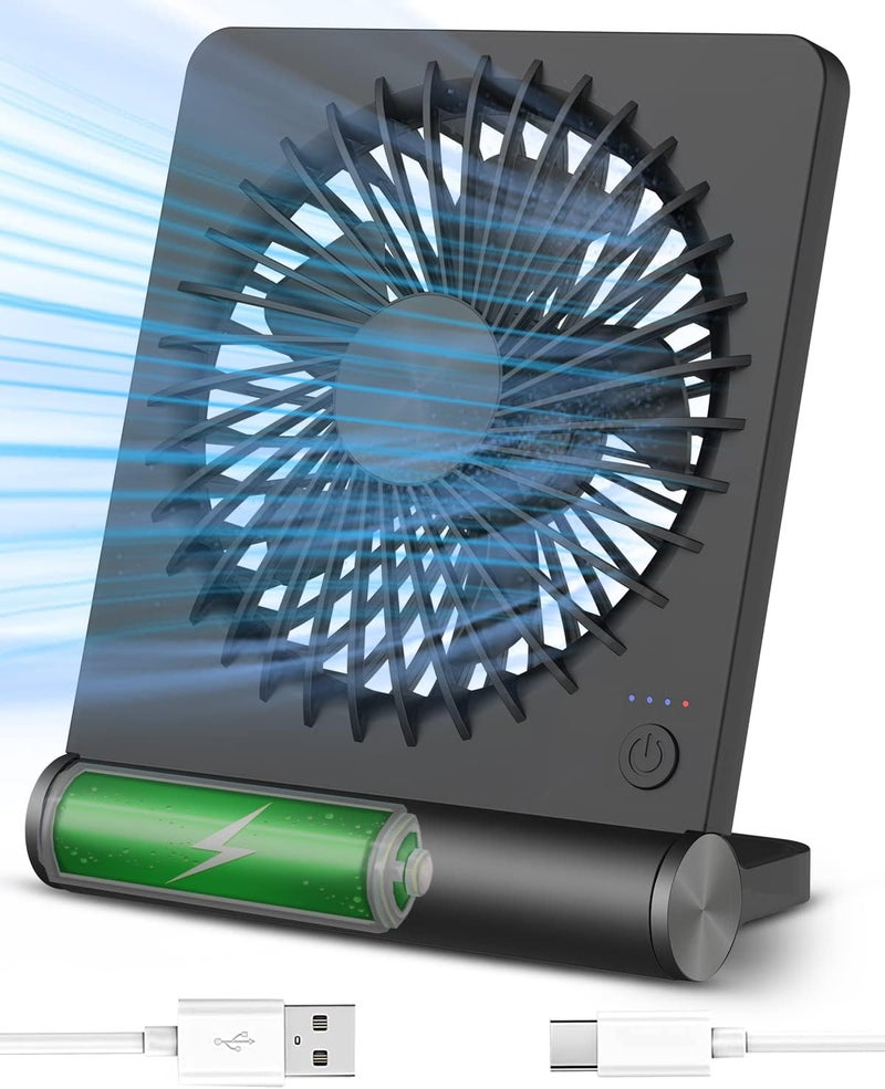 Tevelecin Small Desk Fan,Rechargeable USB Fan Battery Operated,Ultra Quiet, Strong Wind, 3 Speeds Travel Fans - Image 1